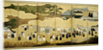 Arrival of a Portuguese ship. Nanban screen, ca. 1600 by Anonymous