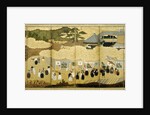 Arrival of a Portuguese ship. Nanban screen, ca. 1600 by Anonymous