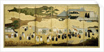 Arrival of a Portuguese ship. Nanban screen, ca. 1600 by Anonymous