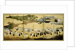 Arrival of a Portuguese ship. Nanban screen, ca. 1600 by Anonymous