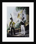 Porte-epee-Praporshchik and Hornist of the Guards Garrison Battalion, 1829 by Lev Alexandrovich Belousov