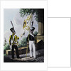 Porte-epee-Praporshchik and Hornist of the Guards Garrison Battalion, 1829 by Lev Alexandrovich Belousov