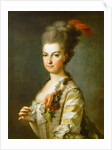 Archduchess Maria Christina, Duchess of Teschen, in a striped silkdress, ca 1766-1770 by Anonymous