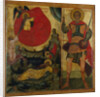 The Prophet Elijah and the Fiery Chariot. Saint Demetrius of Thessaloniki, Mid of 16th century by Russian icon