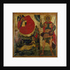 The Prophet Elijah and the Fiery Chariot. Saint Demetrius of Thessaloniki, Mid of 16th century by Russian icon
