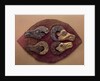 Fragment of a Felt Covering for a Saddle, with Mouflons Heads, 6th century BC by Pazyryk Burial Mounds Ancient Altaian