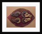 Fragment of a Felt Covering for a Saddle, with Mouflons Heads, 6th century BC by Pazyryk Burial Mounds Ancient Altaian