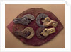 Fragment of a Felt Covering for a Saddle, with Mouflons Heads, 6th century BC by Pazyryk Burial Mounds Ancient Altaian