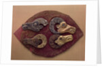 Fragment of a Felt Covering for a Saddle, with Mouflons Heads, 6th century BC by Pazyryk Burial Mounds Ancient Altaian