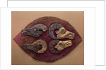 Fragment of a Felt Covering for a Saddle, with Mouflons Heads, 6th century BC by Pazyryk Burial Mounds Ancient Altaian