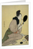 Bijin-ga. Girl applying makeup to her lips by Kitagawa Utamaro