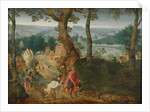 Landscape with Abraham and Isaac, Mid of 17th century by Jacob Grimmer