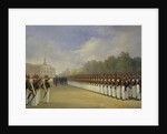 Parade of the Pavlovsky Guard Regiment on the Field of Mars in Saint Petersburg, 1830s by Adolphe Ladurner