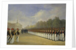 Parade of the Pavlovsky Guard Regiment on the Field of Mars in Saint Petersburg, 1830s by Adolphe Ladurner