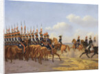 Nicholas I and his entourage reviewing the Life Guards Lancer (Ulansky) His Majestys Regiment, 1846 by Anonymous