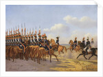 Nicholas I and his entourage reviewing the Life Guards Lancer (Ulansky) His Majestys Regiment, 1846 by Anonymous
