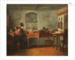 The schoolmaster with the boys singing flat at the piano, 1840 by Anonymous