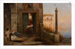 Sick man at the walls of a Catholic monastery, 1874 by Anonymous