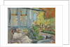 Madame Hessel reading on Cézannes enclosed terrace by Anonymous