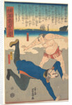 Sumo Wrestler Tossing a Foreigner by Anonymous