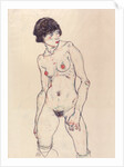 Standing Nude with Stockings by Anonymous