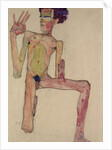 Kneeling Nude with Raised Hands (Self-Portrait) by Anonymous