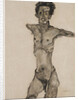 Nude Self-Portrait in Gray with Open Mouth by Anonymous