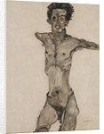 Nude Self-Portrait in Gray with Open Mouth by Anonymous