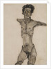 Nude Self-Portrait in Gray with Open Mouth by Anonymous