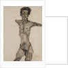 Nude Self-Portrait in Gray with Open Mouth by Anonymous