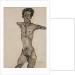 Nude Self-Portrait in Gray with Open Mouth by Anonymous