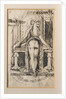 Callipyga. Lady with raised skirts, standing in front of a dressing table with phallic supports by Anonymous