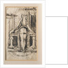 Callipyga. Lady with raised skirts, standing in front of a dressing table with phallic supports by Anonymous