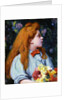 Girl with flowers by Anonymous