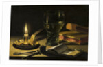 Still Life with a Lighted Candle by Anonymous