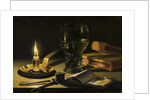 Still Life with a Lighted Candle by Anonymous