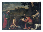 The Holy Family with Saints Jerome, Catherine of Alexandria and angels by Anonymous