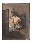 Chichikov at the house of Korobochka. Illustration for the novel Dead Souls by N. Gogol by Anonymous