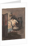 Chichikov at the house of Korobochka. Illustration for the novel Dead Souls by N. Gogol by Anonymous