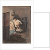 Chichikov at the house of Korobochka. Illustration for the novel Dead Souls by N. Gogol by Anonymous