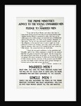 Recruitment Poster The Prime Minister's Advise to the Young Unmarried Men and Pledge to Married Men by Anonymous