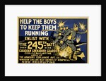 Canadian Army Recruitment Poster Help the Boys Keep them Running, 1914-1918 by Anonymous