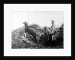 German Officer with his dog in the trenches, c.1914 by Anonymous