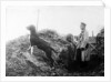 German Officer with his dog in the trenches, c.1914 by Anonymous