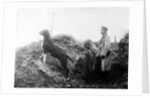 German Officer with his dog in the trenches, c.1914 by Anonymous