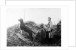 German Officer with his dog in the trenches, c.1914 by Anonymous