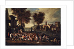 Commedia dellarte Scene in an Italian Landscape by Anonymous
