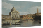 Venice, a view of the Churches of the Redentore and San Giacomo, with a moored Man-of-war, gondolas by Anonymous