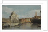 Venice, a view of the Churches of the Redentore and San Giacomo, with a moored Man-of-war, gondolas by Anonymous