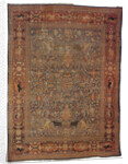 Amida carpet depicting the emblem of Emir: lion attacking bull by Anonymous